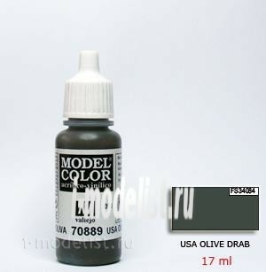 70889 Краска акриловая `Model Color США тускло-коричневый/USA olive drab
