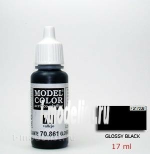 70861 Vallejo Краска акриловая `Model Color Глянцевый черный/Glossy black