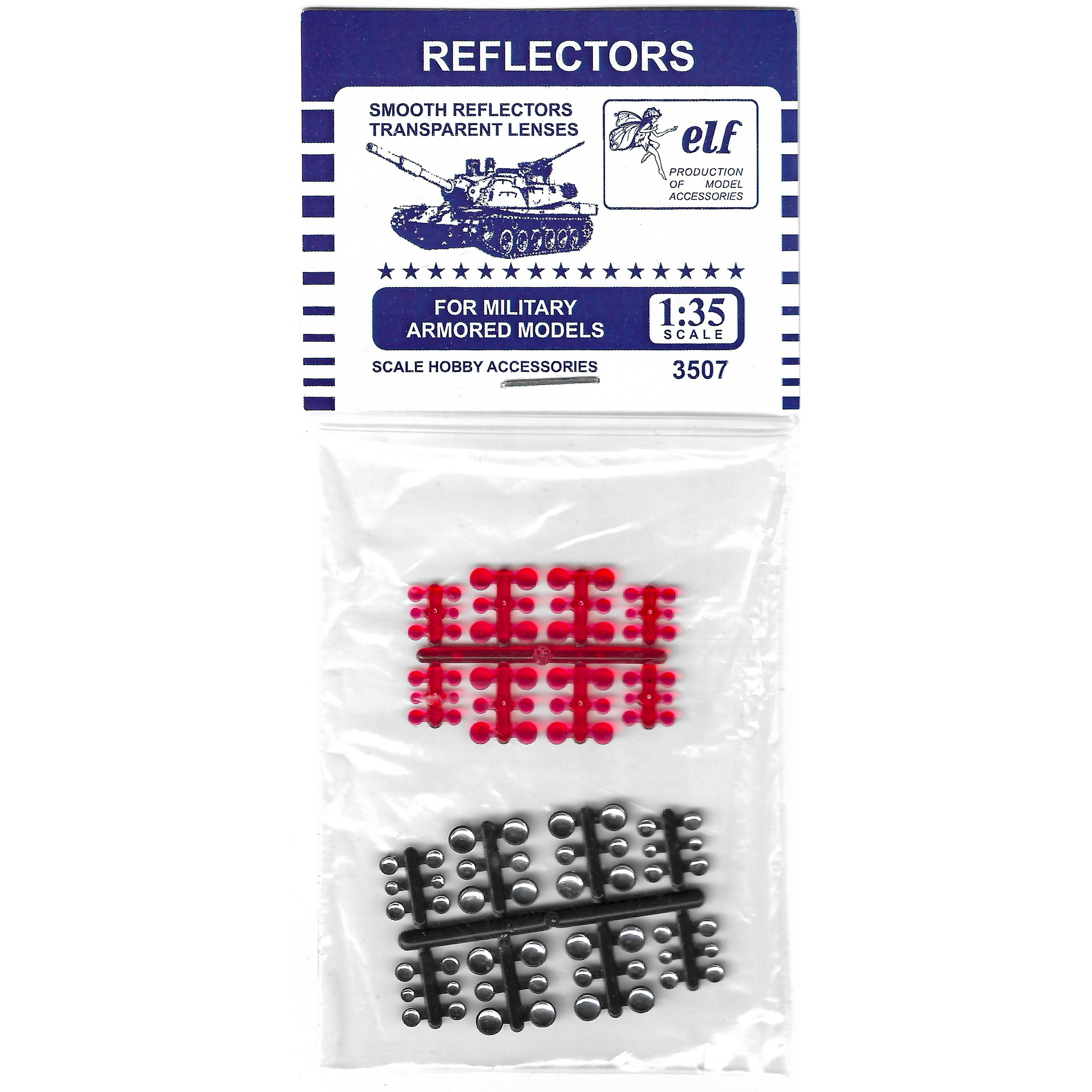 3507 R Elf 1/35 Катафоты красные (20 шт.) с отражателями + 20 красных линз