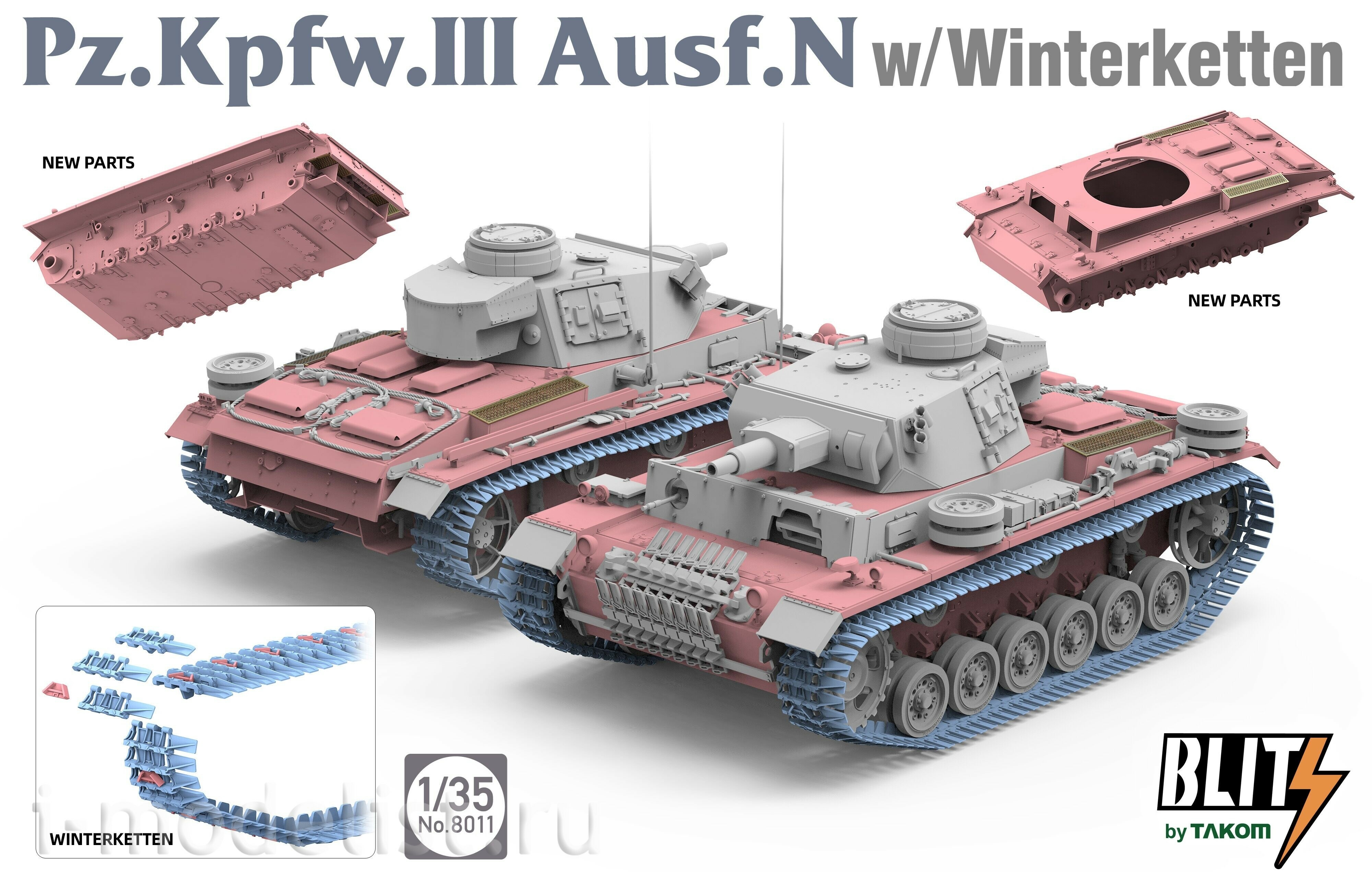 8011 Takom 1/35 Немецкий cредний танк Pz.Kpfw.III Ausf.N w/Winterketten