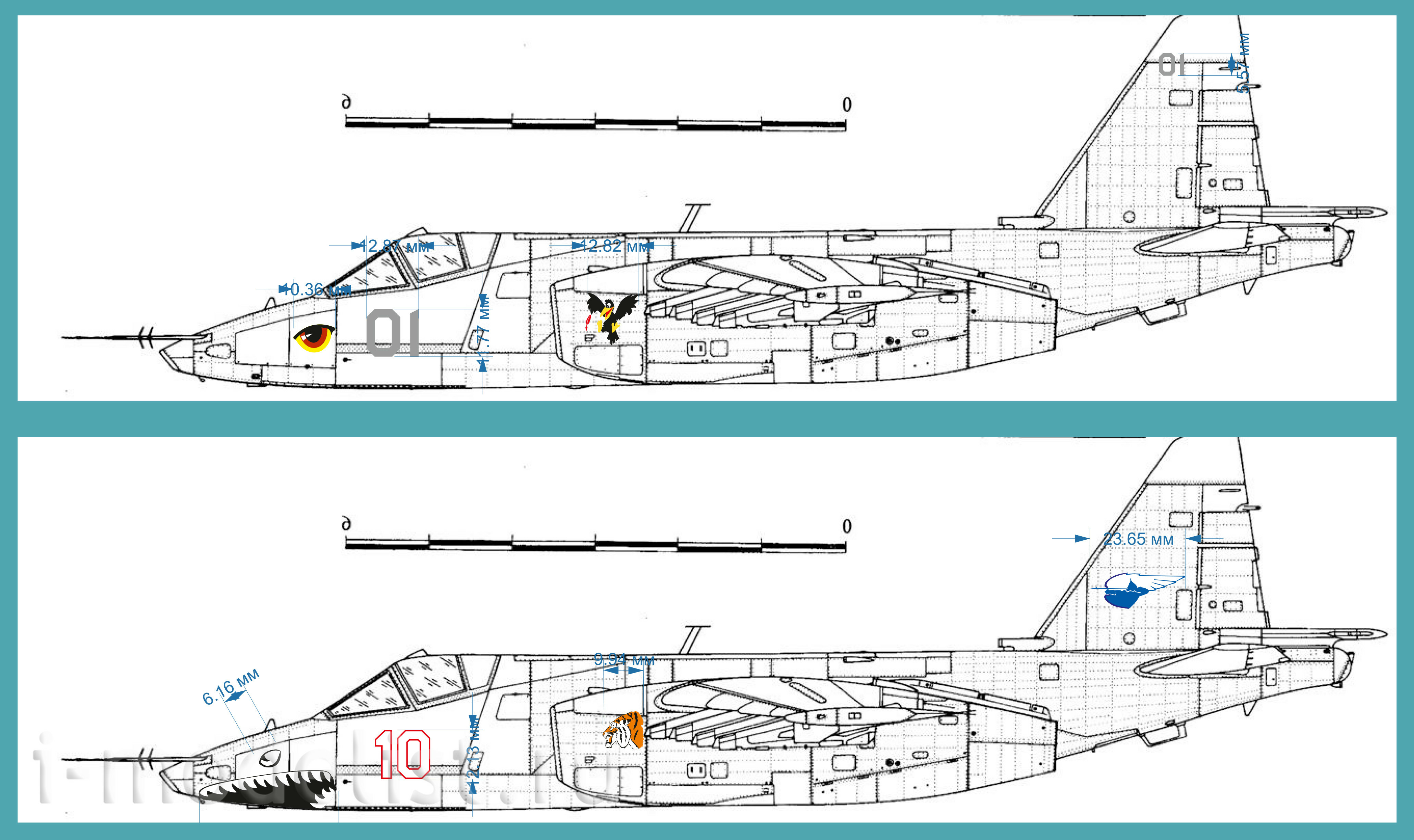 IM-D48001 Imodelist 1/48 Декаль для модели Советский штурмовик Су-25 и СУ-25К Чешских ВВС фирмы 