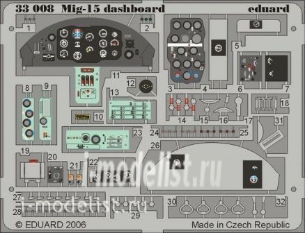 33008 Eduard 1/32 Фототравление MiGG-15 dashboard    