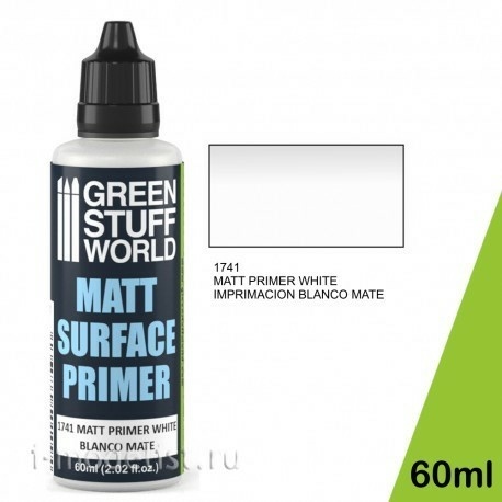 1741 Green Stuff World Акриловая грунтовка цвет белый 60 мл / Matt Surface Primer 60ml - White