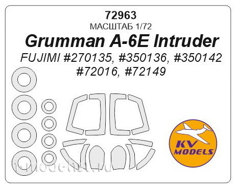 72963 KV Models 1/72 Окрасочные маски для Grumman A-6E Intruder + маски на диски и колеса