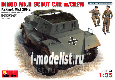 35074 MiniArt 1/35 Динго Mk.II Разведывательный Автомобиль с экипажем  Pz.Kmpf. Mk.I 202(e)