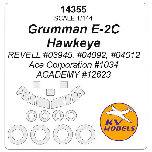 14355 KV Models 1/144 Маска окрасочная для Grumman E-2 Hawkeye + маски на диски и колеса