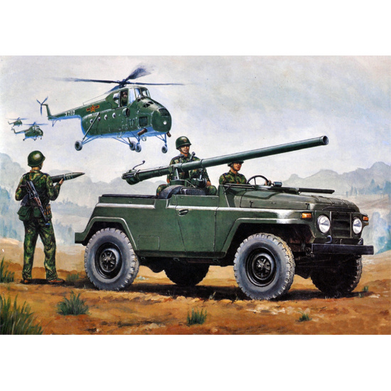 02301 Трубач 1/35 Chinese BJ212A jeep w/105mm Type 75 Recoilless Rifle