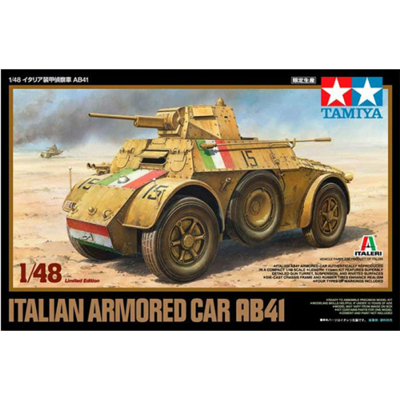 89778 Tamiya 1/48 Итальянский Бтр Ab41 с металлическим шасси, 4 варианта декалей