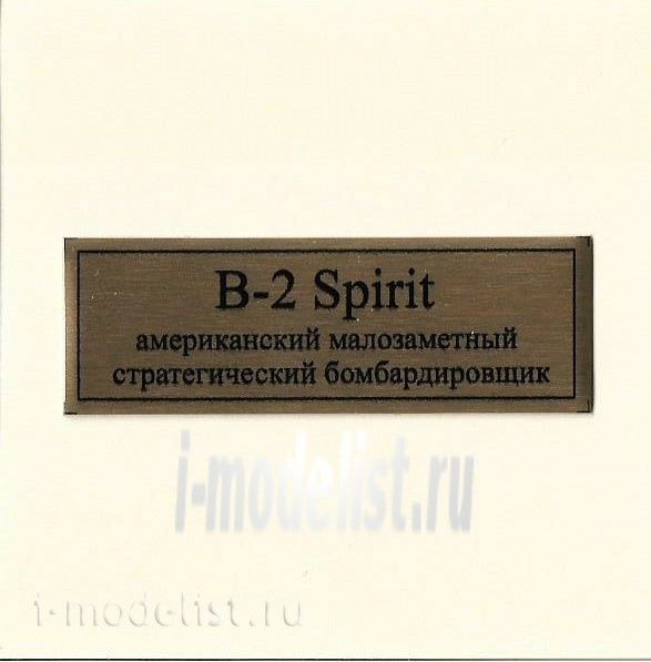 Т246  Plate Табличка для B-2 Spirit американский малозаметный стратегический бомбардировщик, цвет золото, 60х20 мм