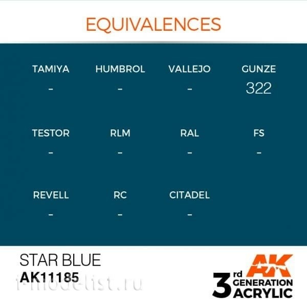 AK11185 AK Interactive Краска акриловая 3rd Generation звёздный синий, 17 мл