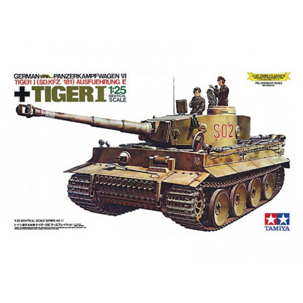 30611 Tamiya 1/25 Немецкий танк Tiger I (сборные гусеницы, рабочая подвеска, интерьер салона, 3 фигуры) 