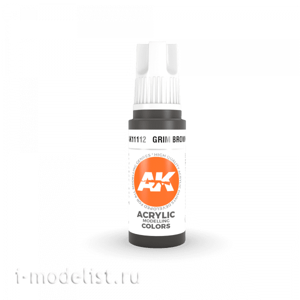 AK11112 AK Interactive Краска акриловая 3rd Generation Grim Brown 17ml / Мрачный коричневый