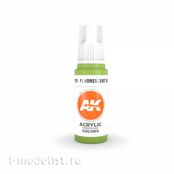 AK11129 AK Interactive Краска акриловая 3rd Generation Fluorescent Green 17ml / Флуоресцентный зеленый