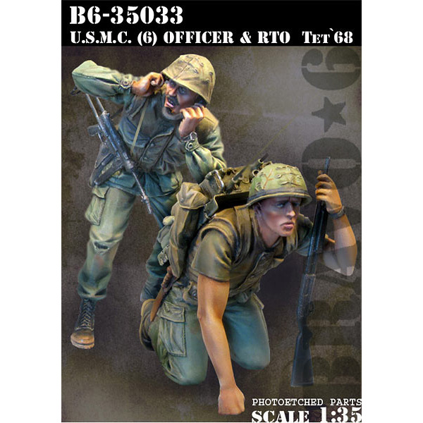 B6-35033 Bravo-6 1/35 U.S.M.C. (6) Officer & RTO, Tet'68 / U.S.M.C. (6) Офицер и старший сержант, Тет'68