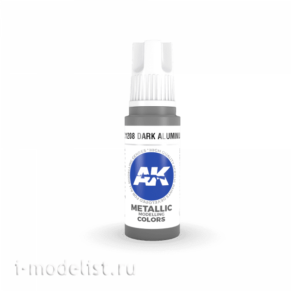AK11208 AK Interactive Краска акриловая 3rd Generation Dark Aluminium 17ml