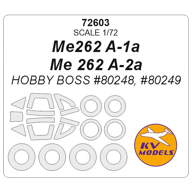 72603 KV Models 1/72 Маска окрасочная для Me262 A-1a / Me 262 A-2a + маски на диски и колеса