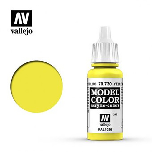 70730 Vallejo Краска акриловая `Model Color` Жёлтый флуоресцентный / Yellow Fluorescent