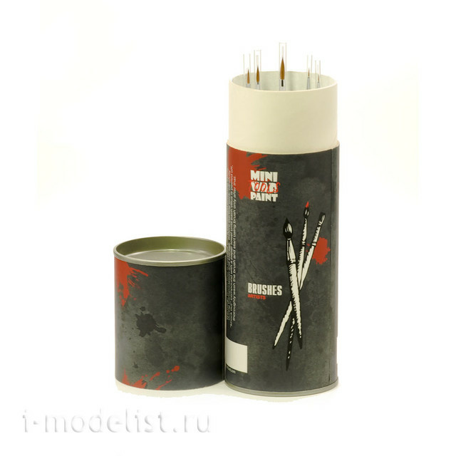 T-023 MiniWarPaint Набор кистей серии Regular набор с пеналом-тубусом (7 кистей)