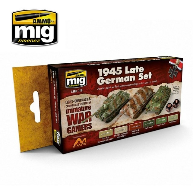 AMIG7118 Ammo Mig Набор красок WARGAME 1945 Поздние немецкие цвета / 1945 Late German Set Ammo