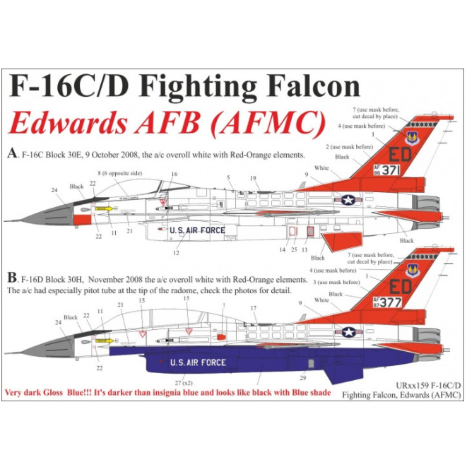 UR32159 UpRise 1/32 Декали для F-16C/D Edwards AFB