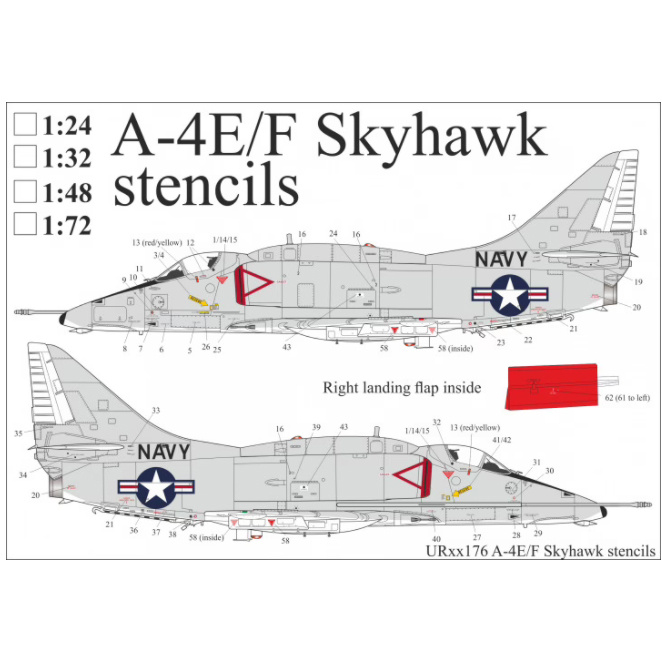 UR48176 UpRise 1/48 Декали для A-4E/F Skyhawk, тех. надписи