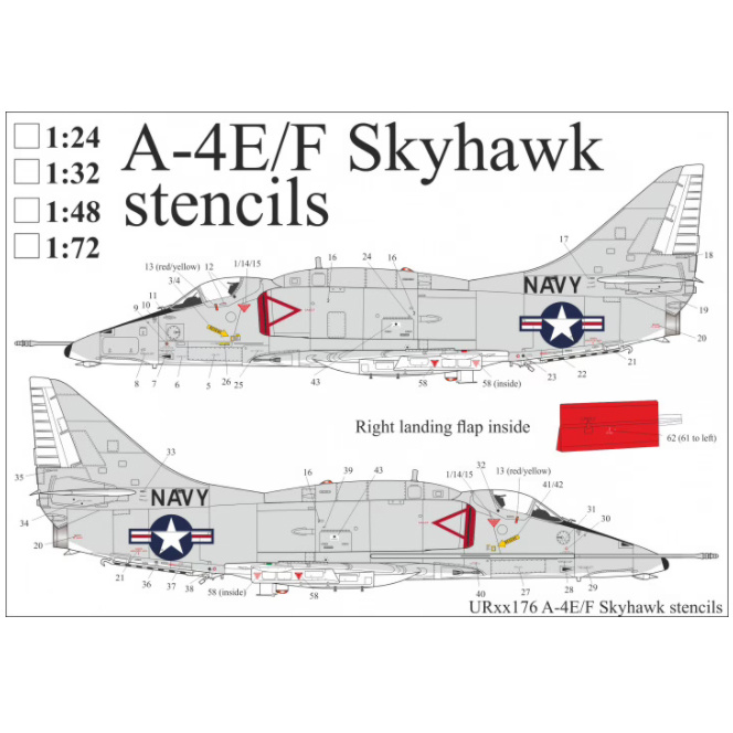 UR32176 UpRise 1/32 Декали для A-4E/F Skyhawk, тех. надписи