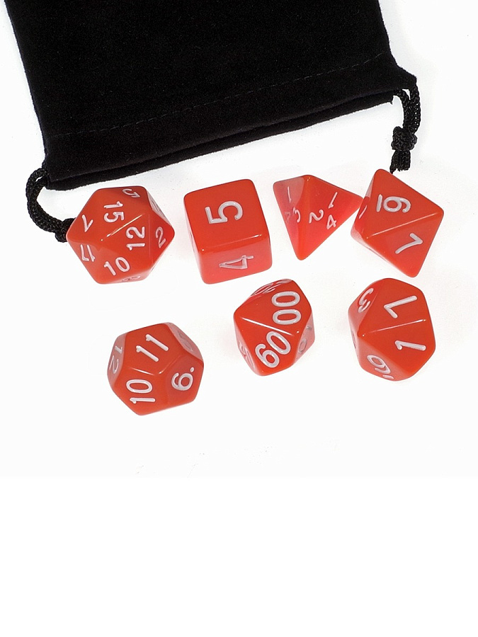 DA0011 Звезда Набор из 7 кубиков для ролевых игр (оранжевый) блистер с мешочком