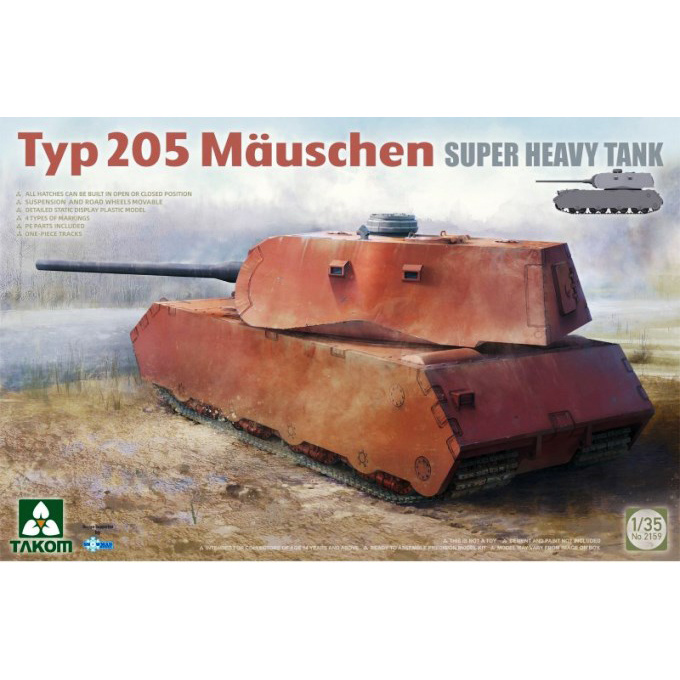 2159 Takom 1/35 Супертяжелый танк Typ 205 Mauschen