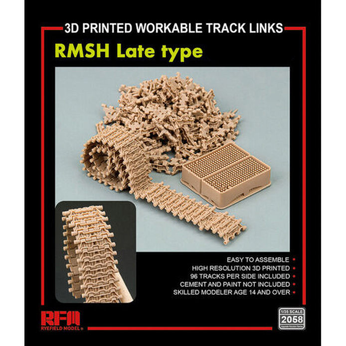 RM-2058 Rye Field Model 1/35 Рабочие траки RMSH для поздних танков Т-55 (3D печать)