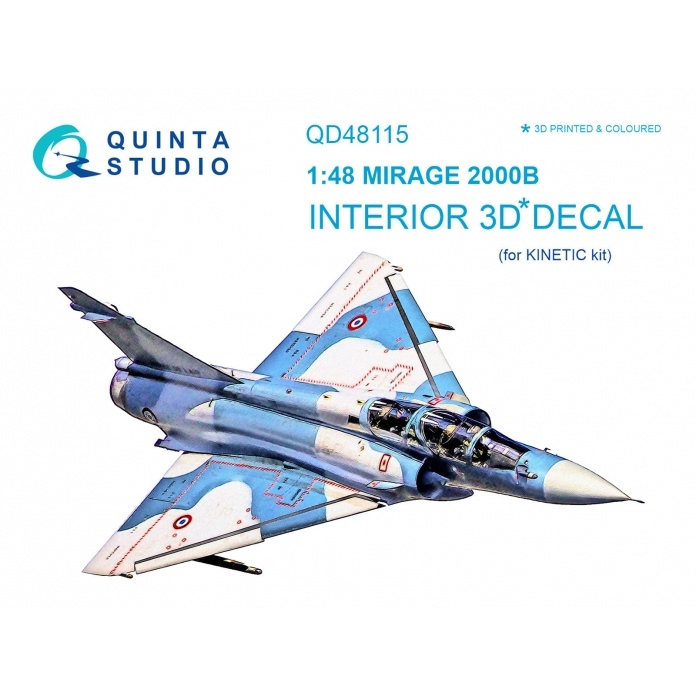 QD48115 Quinta Studio 1/48 3D Декаль интерьера кабины Mirage 2000B (для модели Kinetic)