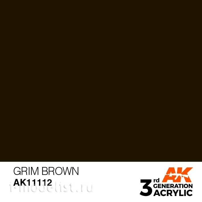AK11112 AK Interactive Краска акриловая 3rd Generation Grim Brown 17ml / Мрачный коричневый