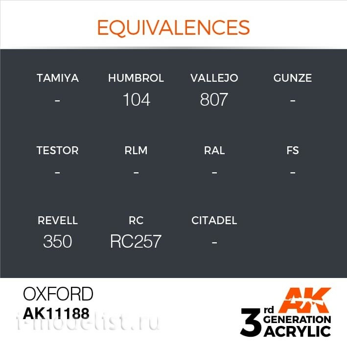 AK11188 AK Interactive Краска акриловая 3rd Generation Оксфорд, 17 мл