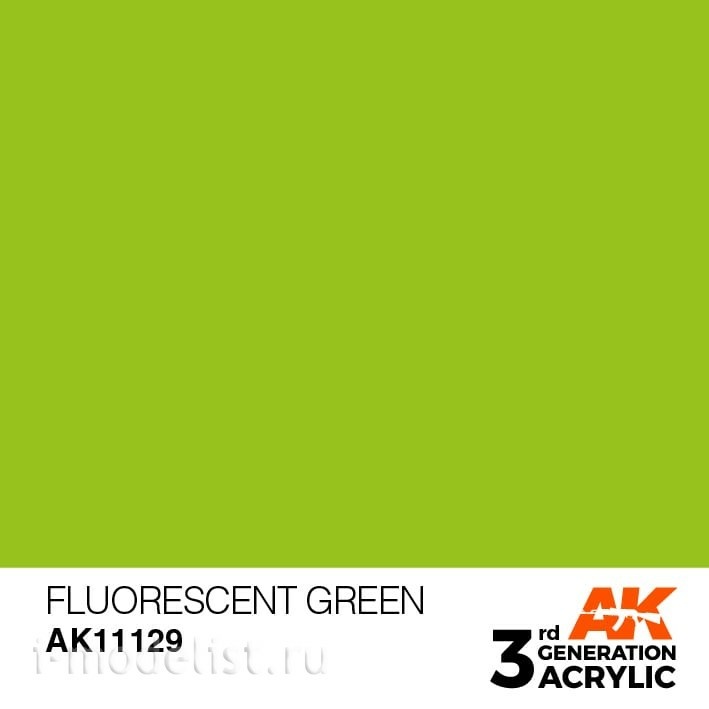 AK11129 AK Interactive Краска акриловая 3rd Generation Fluorescent Green 17ml / Флуоресцентный зеленый