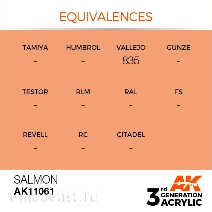 AK11061 AK Interactive Краска акриловая 3rd Generation Salmon 17ml /  Лососевый