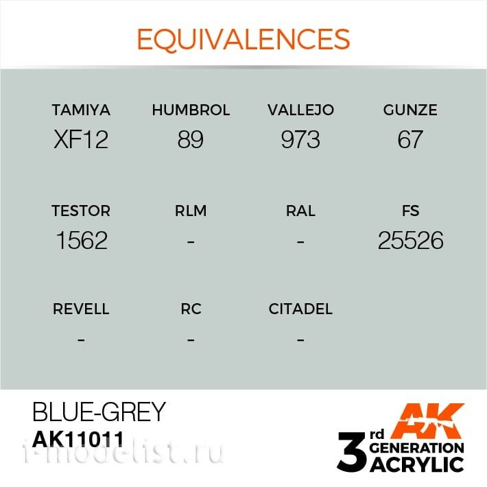 AK11011 AK Interactive Краска акриловая 3rd Generation Blue-Grey 17ml