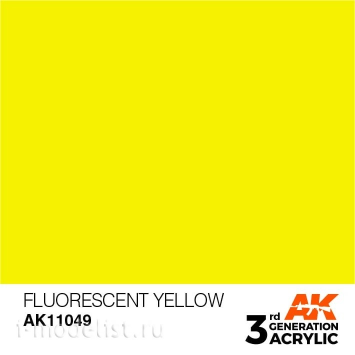 AK11049 AK Interactive Краска акриловая 3rd Generation Fluorescent Yellow 17ml / Флуоресцентный желтый
