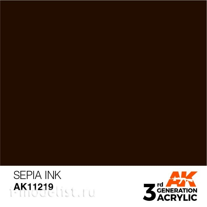 AK11219 AK Interactive Краска акриловая сепия INK, 17 мл