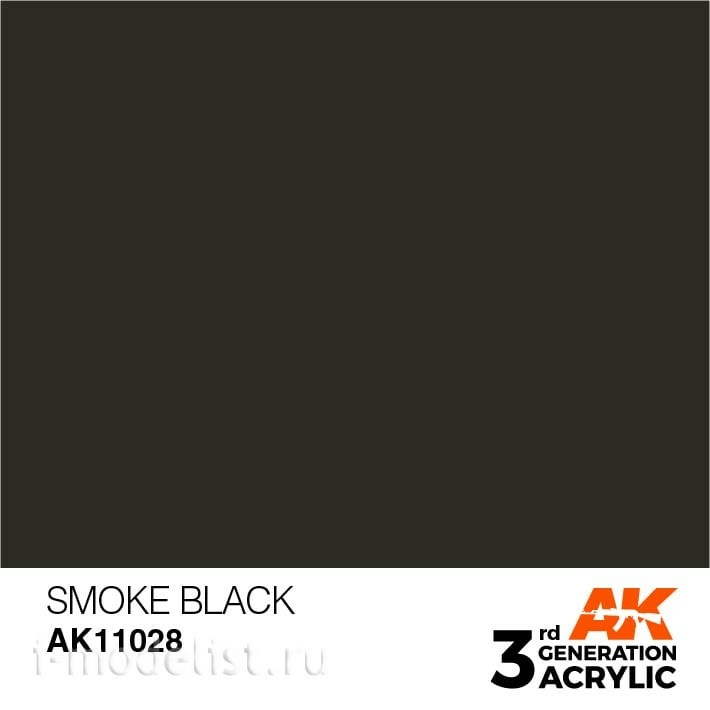 AK11028 AK Interactive Краска акриловая 3rd Generation Smoke Black 17ml / Черный дым