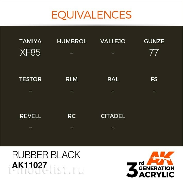 AK11027 AK Interactive Краска акриловая 3rd Generation Rubber Black 17ml