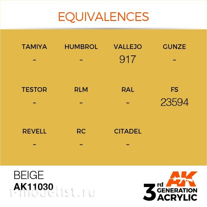AK11030 AK Interactive Краска акриловая 3rd Generation Beige 17ml / Бежевый