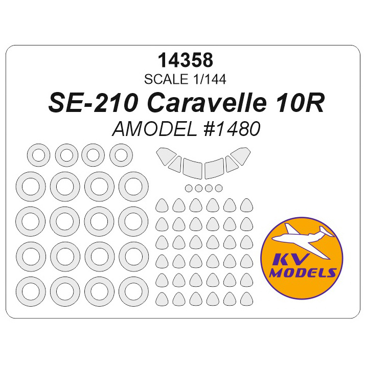 14358 KV Models 1/144 SE-210 Caravelle 10R (AMODEL #1480) + маски на диски и колеса