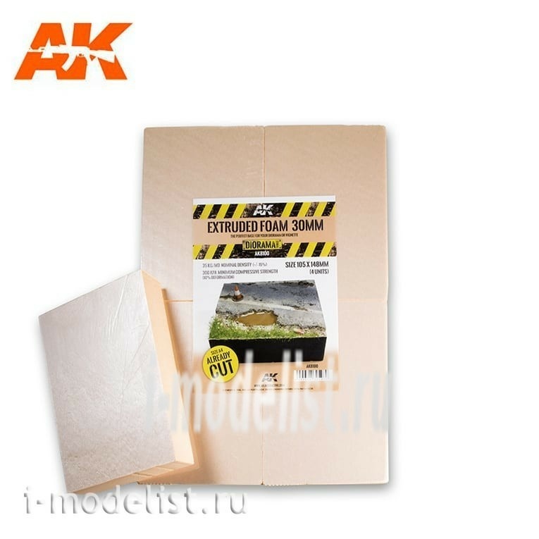 AK8100 AK Interactive Экструдированный пенополистирол 30 мм, размер А4, уже разрезанный