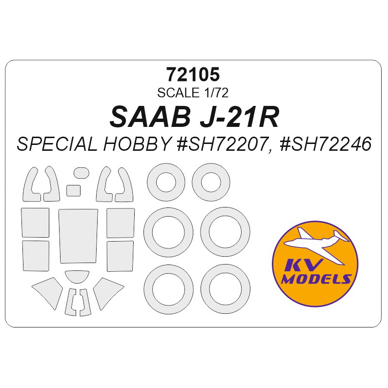 72105 KV Models 1/72 SAAB J-21R (Special Hobby #SH72207, #SH72246) + маски на диски и колеса