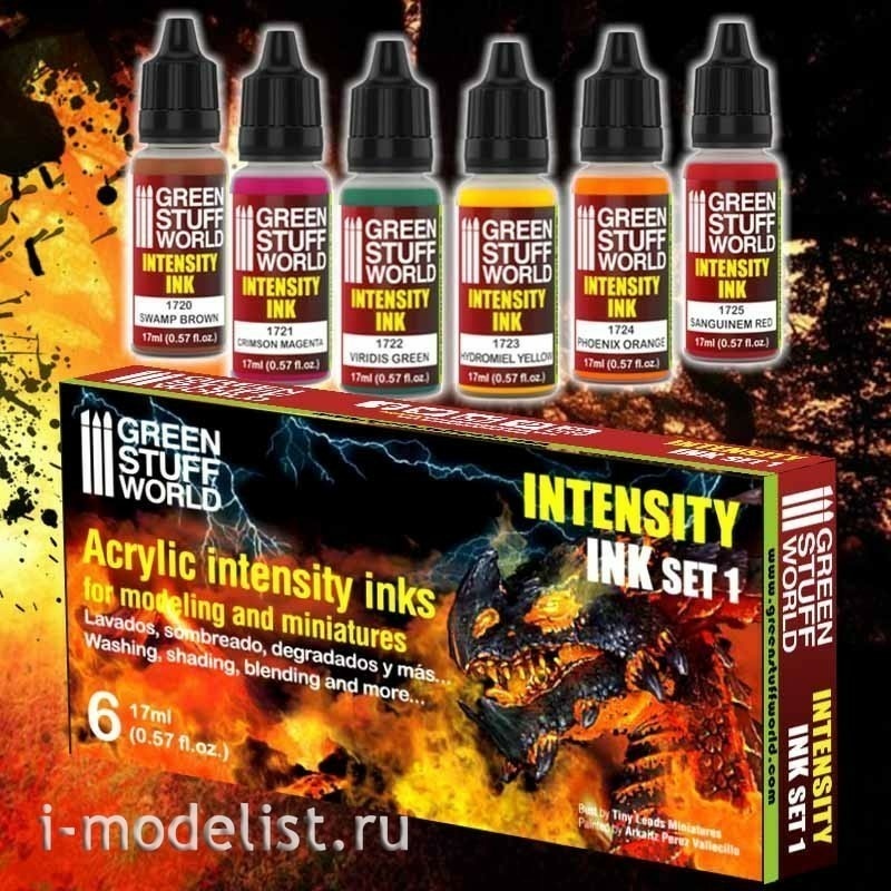 9351 Green Stuff World Набор из 6 интенсивных чернил, набор 1 / Set x6 Intensity Inks - Set 1