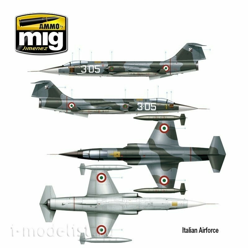 AMIG8504 Ammo Mig 1/48 Американский истребитель F-104G Starfighter - Испанская, канадская, итальянская, греческая, норвежская, турецкая версии