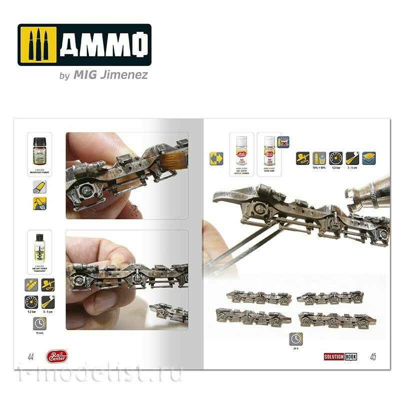 AMMOR1301 Ammo Mig Книга AMMO RAIL CENTER SOLUTION BOOK 02 - Как применять везеринг на америкнских поездах / How to Weather American Trains 