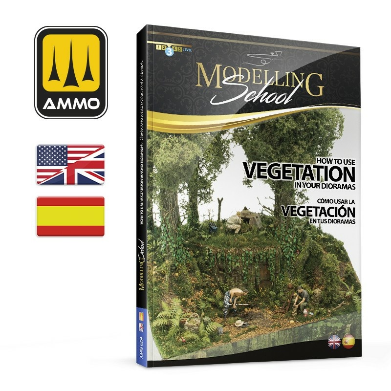 AMIG6254 Ammo Mig Книга MODELLING SCHOOL - Как использовать растительность в ваших диорамах (на двух языках)