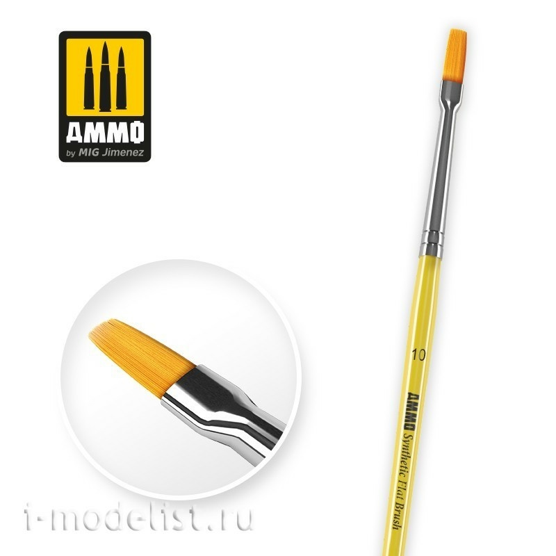 AMIG8622 Ammo Mig Синтетическая плоская кисть 10 / 10 Synthetic Flat Brush