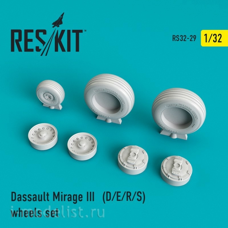 RS32-0029 RESKIT 1/32  Смоляные колеса для Mirage III (D/E/R/S) 
