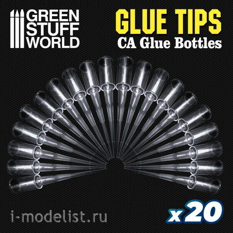 9007 Green Stuff World Прецизионные наконечники для бутылок с супер клеем 20 шт / 20x Precision tips for Super Glue Bottles